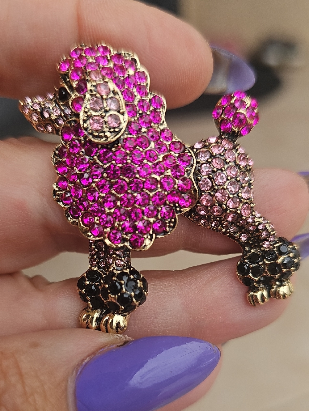 Poodle Dog Sparkling Rhinestone Brooch